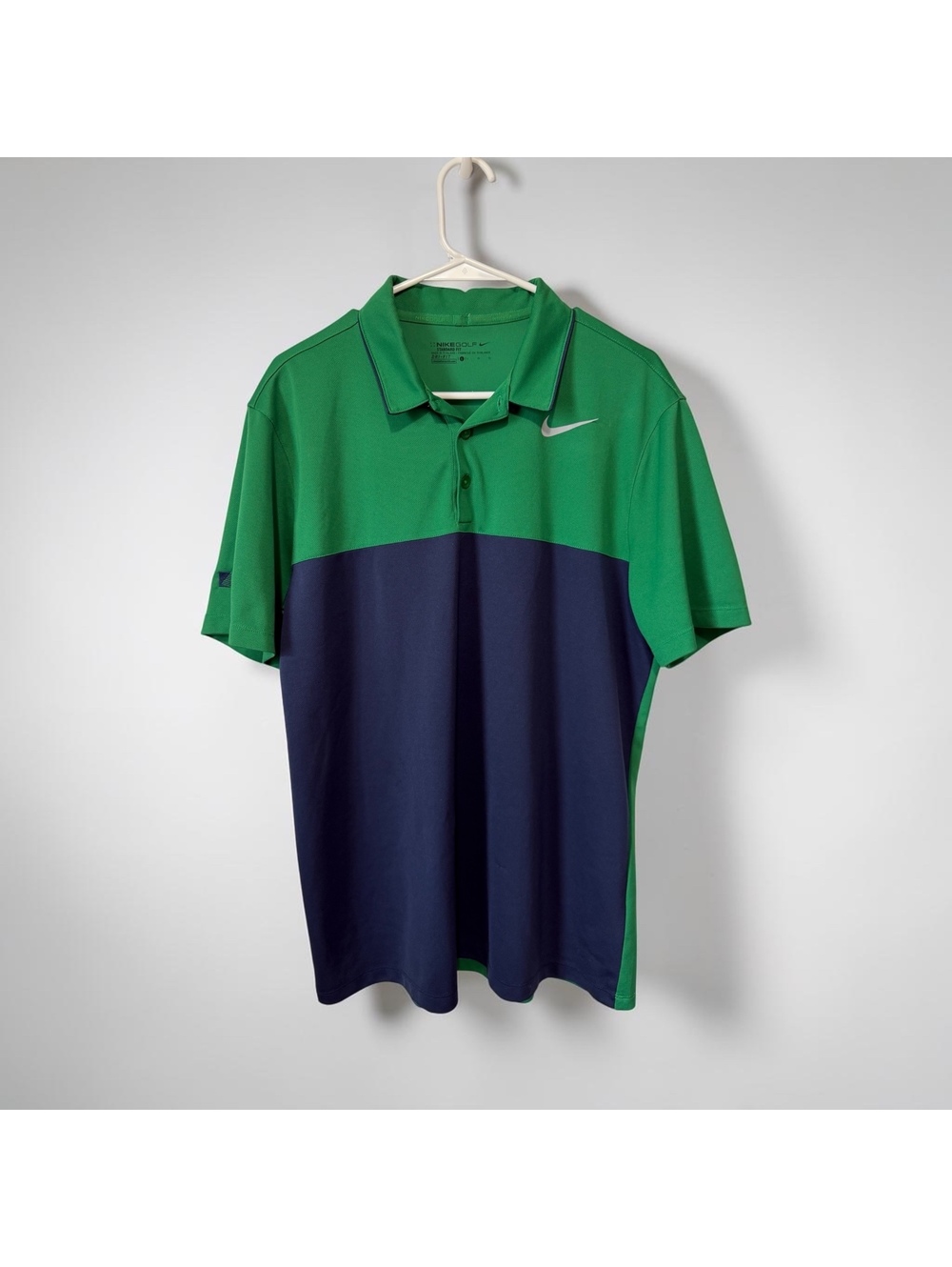 Nike Golf Standard Fit Dri-FIT Polo Shirt Green Navy Large